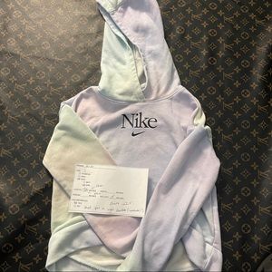Nike cropped hoodie kids bright Tie dye sweater size SMALL